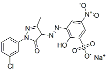 sodium 3-[[1-(3-chlorophenyl)-4,5-dihydro-3-methyl-5-oxo-1H-pyrazol-4-yl]azo]-2-hydroxy-5-nitrobenzenesulphonate  Struktur