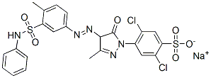 sodium 4-[4-[[3-(anilinosulphonyl)-p-tolyl]azo]-4,5-dihydro-3-methyl-5-oxo-1H-pyrazol-1-yl]-2,5-dichlorobenzenesulphonate Struktur