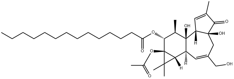 4ALPHA-12-O-十四碳酰基佛波醇13-乙酸酯, 63597-44-4, 结构式