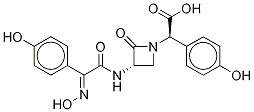 (3S,αR)-3-[[[(E)-Hydroxyimino](4-hydroxyphenyl)acetyl]amino]-α-(4-hydroxyphenyl)-2-oxo-1-azetidineacetic acid Struktur