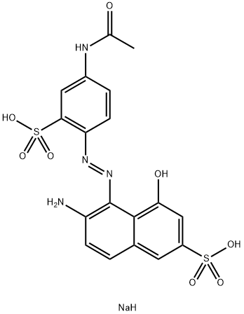 5-[[4-(アセチルアミノ)-2-スルホフェニル]アゾ]-6-アミノ-4-ヒドロキシ-2-ナフタレンスルホン酸二ナトリウム 化学構造式