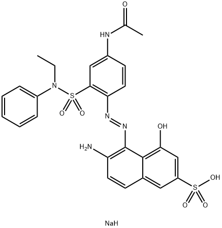 2-Naphthalenesulfonic acid, 5-[[4-(acetylamino)-2-[(ethylphenylamino) sulfonyl]phenyl]azo]-6-amino-4-hydroxy -, monosodium salt Structure