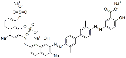 2-Hydroxy-5-[[4'-[[1-hydroxy-7-[(1,8-dihydroxy-4-sodiosulfo-2-naphthalenyl)azo]-3-sodiosulfo-2-naphthalenyl]azo]-3,3'-dimethyl[1,1'-biphenyl]-4-yl]azo]benzoic acid sodium salt Structure