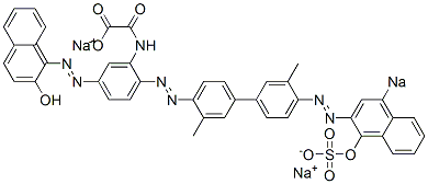 N-[5-[(2-Hydroxy-1-naphthalenyl)azo]-2-[[4'-[(1-hydroxy-4-sodiosulfo-2-naphthalenyl)azo]-3,3'-dimethyl[1,1'-biphenyl]-4-yl]azo]phenyl]oxamidic acid sodium salt Structure