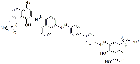 4,5-Dihydroxy-3-[[4'-[[4-[(1,8-dihydroxy-4-sodiosulfo-2-naphthalenyl)azo]-1-naphthalenyl]azo]-3,3'-dimethyl[1,1'-biphenyl]-4-yl]azo]naphthalene-1-sulfonic acid sodium salt Structure
