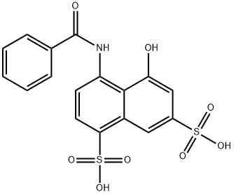 4-(ベンゾイルアミノ)-5-ヒドロキシ-1,7-ナフタレンジスルホン酸 化学構造式