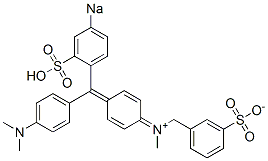 N-[4-[[4-(Dimethylamino)phenyl](4-sodiosulfophenyl)methylene]-2,5-cyclohexadien-1-ylidene]-N-methyl-3-sulfonatobenzenemethanaminium 结构式