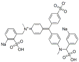 N-メチル-N-[4-[[4-[N-メチル-N-(3-ソジオスルホベンジル)アミノ]フェニル](4-スルホナトフェニル)メチレン]-2,5-シクロヘキサジエン-1-イリデン]-3-ソジオスルホベンゼンメタンアミニウム 化学構造式