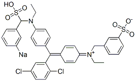 N-[4-[(2,5-Dichlorophenyl)[4-[N-ethyl-N-(3-sodiosulfobenzyl)amino]phenyl]methylene]-2,5-cyclohexadien-1-ylidene]-N-ethyl-3-sulfonatobenzenemethanaminium Struktur
