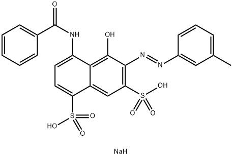 disodium 4-(benzoylamino)-5-hydroxy-6-[(m-tolyl)azo]naphthalene-1,7-disulphonate 结构式