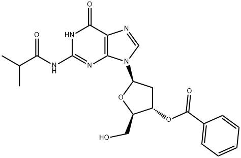 2'-デオキシ-N-(2-メチル-1-オキソプロピル)グアノシン3'-ベンゾアート 化学構造式