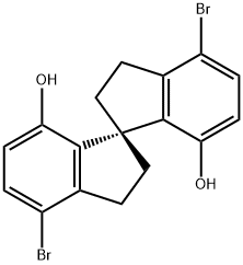 (S)-4,4'-ジブロモ-1,1'-スピロビインダン-7,7'-ジオール 化学構造式
