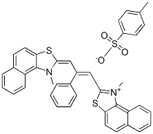1-methyl-2-[3-(1-methylnaphtho[1,2-d]thiazol-2(1H)-ylidene)-2-phenyl-1-propenyl]naphtho[1,2-d]thiazolium toluene-p-sulphonate Struktur