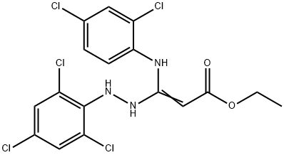 3-[(2,4-ジクロロフェニル)アミノ]-3-[2-(2,4,6-トリクロロフェニル)ヒドラジノ]プロペン酸エチル 化学構造式