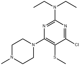 4-Chloro-2-diethylamino-6-(4-methylpiperazino)-5-(methylthio)pyrimidine Struktur