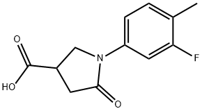 1-(3-フルオロ-4-メチルフェニル)-5-オキソピロリジン-3-カルボン酸 化学構造式