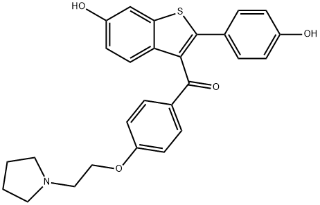 2-(4-ヒドロキシフェニル)-3-[4-[2-(1-ピロリジニル)エトキシ]ベンゾイル]-1-ベンゾチオフェン-6-オール 化学構造式