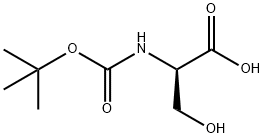 N-(tert-ブトキシカルボニル)-D-セリン 化学構造式