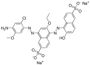 4-[(4-アミノ-2-クロロ-5-メトキシフェニル)アゾ]-2-エトキシ-2'-ヒドロキシ-[1,1'-アゾビスナフタレン]-6,6'-ジスルホン酸二ナトリウム 化学構造式