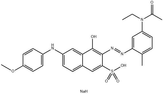 3-[[5-(アセチルエチルアミノ)-2-メチルフェニル]アゾ]-4-ヒドロキシ-6-[(4-メトキシフェニル)アミノ]-2-ナフタレンスルホン酸ナトリウム 化学構造式