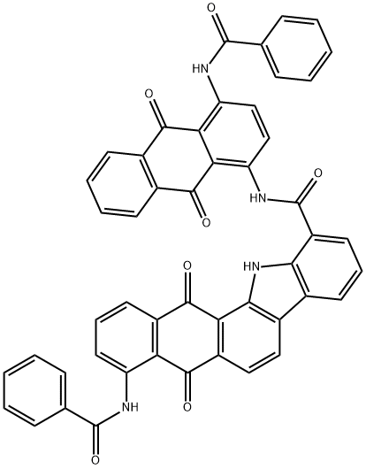 4-ベンゾイルアミノ-N-[4-(ベンゾイルアミノ)-9,10-ジヒドロ-9,10-ジオキソアントラセン-1-イル]-12,13-ジヒドロ-5,13-ジオキソ-5H-ナフト[2,3-a]カルバゾール-11-カルボアミド 化学構造式
