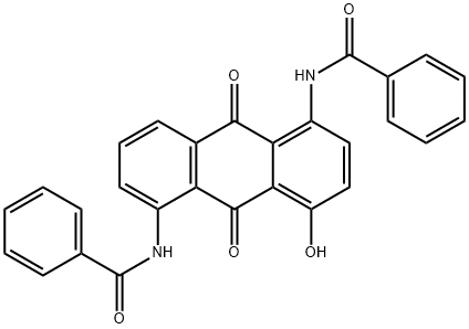 N,N'-(4-ヒドロキシ-9,10-ジヒドロ-9,10-ジオキソアントラセン-1,5-ジイル)ビス(ベンズアミド) 化学構造式