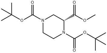 (R)-1,4-二-BOC-哌嗪-2-羧酸甲酯 结构式