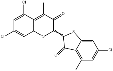 5,7-dichloro-2-(6-chloro-4-methyl-3-oxobenzo[b]thien-2(3H)-ylidene)-4-methylbenzo[b]thiophene-3(2H)-one Struktur