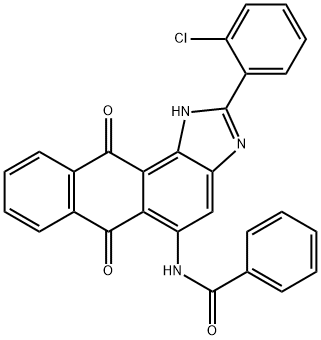 N-[2-(2-クロロフェニル)-6,11-ジヒドロ-6,11-ジオキソ-1H-アントラ[1,2-d]イミダゾール-5-イル]ベンズアミド 化学構造式
