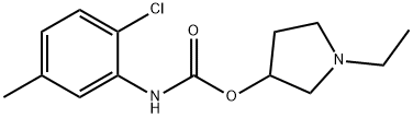 2-クロロ-5-メチルカルバニル酸1-エチル-3-ピロリジニル 化学構造式