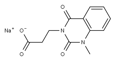 1,4-ジヒドロ-1-メチル-2,4-ジオキソキナゾリン-3(2H)-プロピオン酸ナトリウム 化学構造式