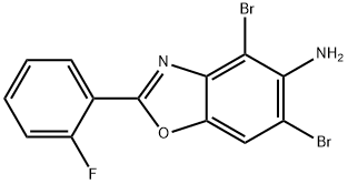 4,6-DIBROMO-2-(2-FLUOROPHENYL)-1,3-BENZOXAZOL-5-AMINE 化学構造式