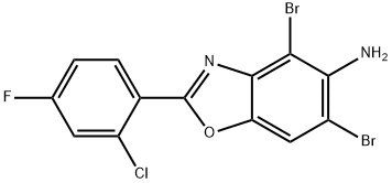 4,6-DIBROMO-2-(2-CHLORO-4-FLUOROPHENYL)-1,3-BENZOXAZOL-5-AMINE Struktur
