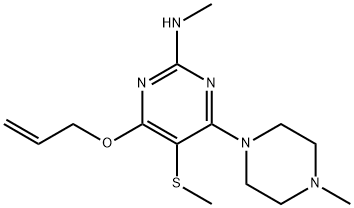 N-メチル-6-アリルオキシ-4-(4-メチルピペラジノ)-5-(メチルチオ)ピリミジン-2-アミン 化学構造式