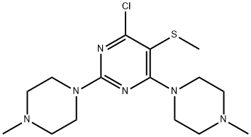 4-Chloro-2,6-bis(4-methylpiperazino)-5-(methylthio)pyrimidine Struktur