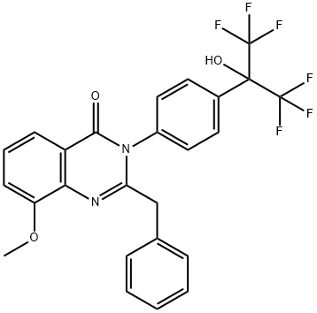 4(3H)-Quinazolinone,  8-methoxy-2-(phenylmethyl)-3-[4-[2,2,2-trifluoro-1-hydroxy-1-(trifluoromethyl)ethyl]phenyl]- Structure