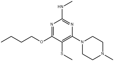 6-Butoxy-2-methylamino-4-(4-methylpiperazino)-5-(methylthio)pyrimidine Struktur