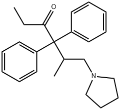 5-Methyl-4,4-diphenyl-6-(1-pyrrolidinyl)-3-hexanone Struktur