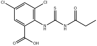 3,5-DICHLORO-2-[[[(1-OXOPROPYL)AMINO]THIOXOMETHYL]AMINO]-BENZOIC ACID Structure
