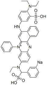 9-[N-エチル-N-(3-ソジオスルホベンジル)アミノ]-5-[(4-ジエチルアミノ-3-スルホフェニル)アミノ]-7-フェニルベンゾ[a]フェナジン-7-イウム 化学構造式