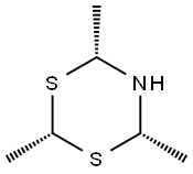 2,4,6-トリメチル-1,3-ジチア-5-アザシクロヘキサン 化学構造式