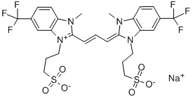 1-METHYL-3-SULFOPROPYL-5-TRIFLUOROMETHYL-2-(3-(1-METHYL-3-SULFOPROPYL-5-TRIFLUOROMETHYL BENZIMIDAZOLINYLIDENE)-1-PROPENYL) BENZIMIDAZOLIUM HYDROXIDE, INNER SALT, SODIUM SALT Structure