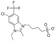 6-chloro-1-ethyl-2-methyl-3-(4-sulphonatobutyl)-5-(trifluoromethyl)-1H-benzimidazolium Structure