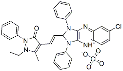 6-chloro-2-[2-(1-ethyl-2,3-dihydro-5-methyl-3-oxo-2-phenyl-1H-pyrazol-4-yl)vinyl]-1,3-diphenyl-1H-imidazo[4,5-b]quinoxalinium perchlorate Struktur