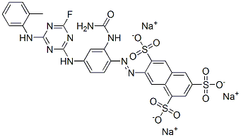 trisodium 7-[[2-[(aminocarbonyl)amino]-4-[[4-fluoro-6-[(2-methylphenyl)amino]-1,3,5-triazin-2-yl]amino]phenyl]azo]naphthalene-1,3,6-trisulphonate Structure