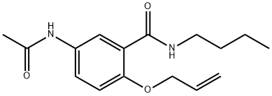 5-(アセチルアミノ)-2-(アリルオキシ)-N-ブチルベンズアミド 化学構造式