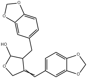 3-(1,3-Benzodioxol-5-ylmethyl)-4-(1,3-benzodioxol-5-ylmethylene)tetrahydrofuran-2-ol Struktur
