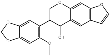 6,7-Dihydro-6-(6-methoxy-1,3-benzodioxol-5-yl)-5H-furo[3,2-g][1]benzopyran-5-ol Struktur