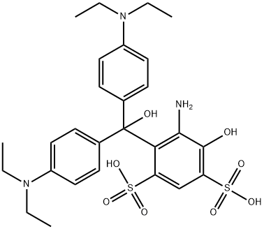 5-amino-4-(bis(4-(diethylamino)phenyl)(hydroxy)methyl)-6-hydroxybenzene-1,3-disulfonic acid 结构式