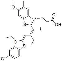 3-(2-カルボキシエチル)-2-[2-[(5-クロロ-3-エチルベンゾチアゾール-2(3H)-イリデン)メチル]-1-ブテニル]-6-メトキシ-5-メチルベンゾチアゾール-3-イウム・ヨージド 化学構造式